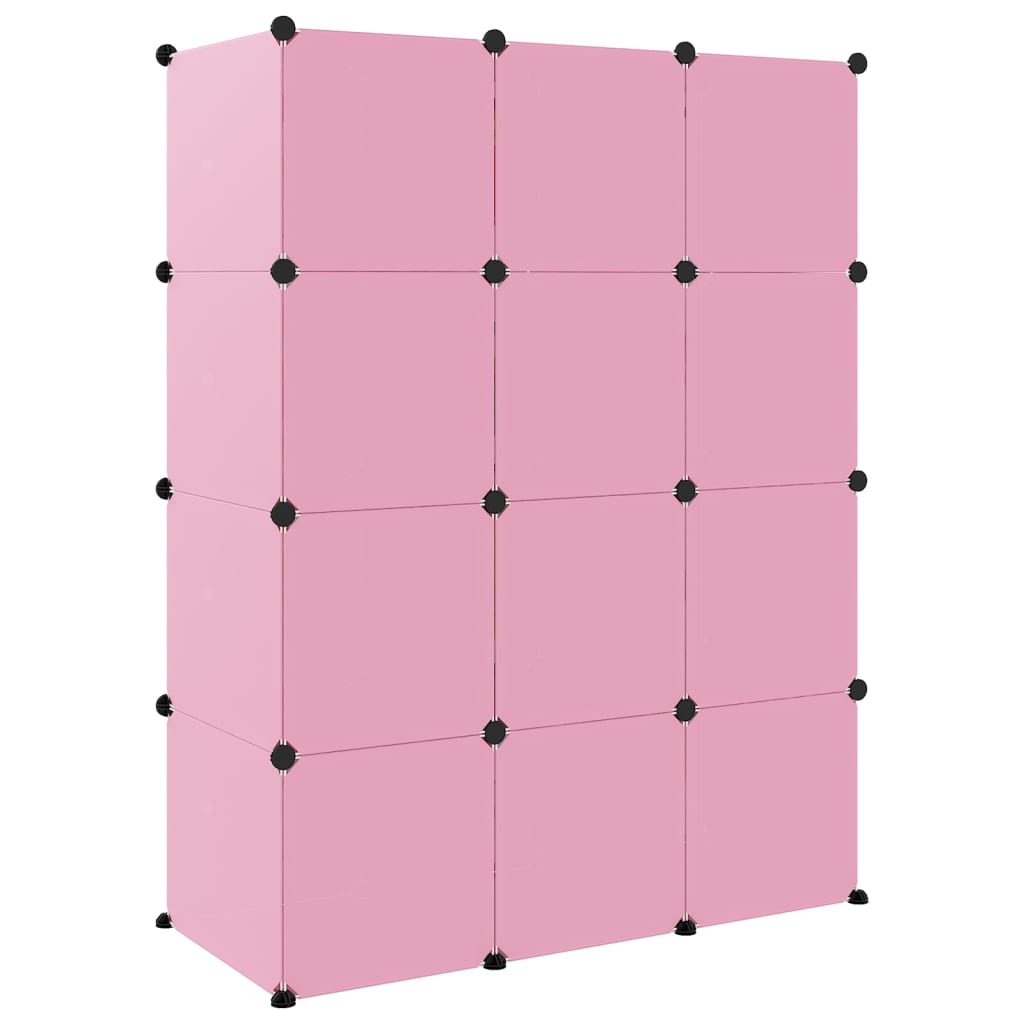 Armoire de rangement pour enfants avec 12 cubes Rose PP - XIOS
