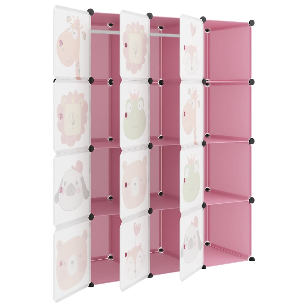 Armoire de rangement pour enfants avec 12 cubes Rose PP - XIOS