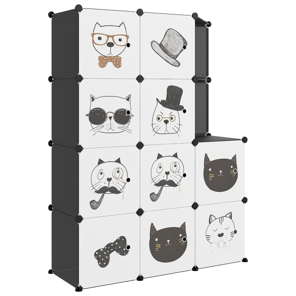 Armoire de rangement pour enfants avec 10 cubes Noir PP - XIOS