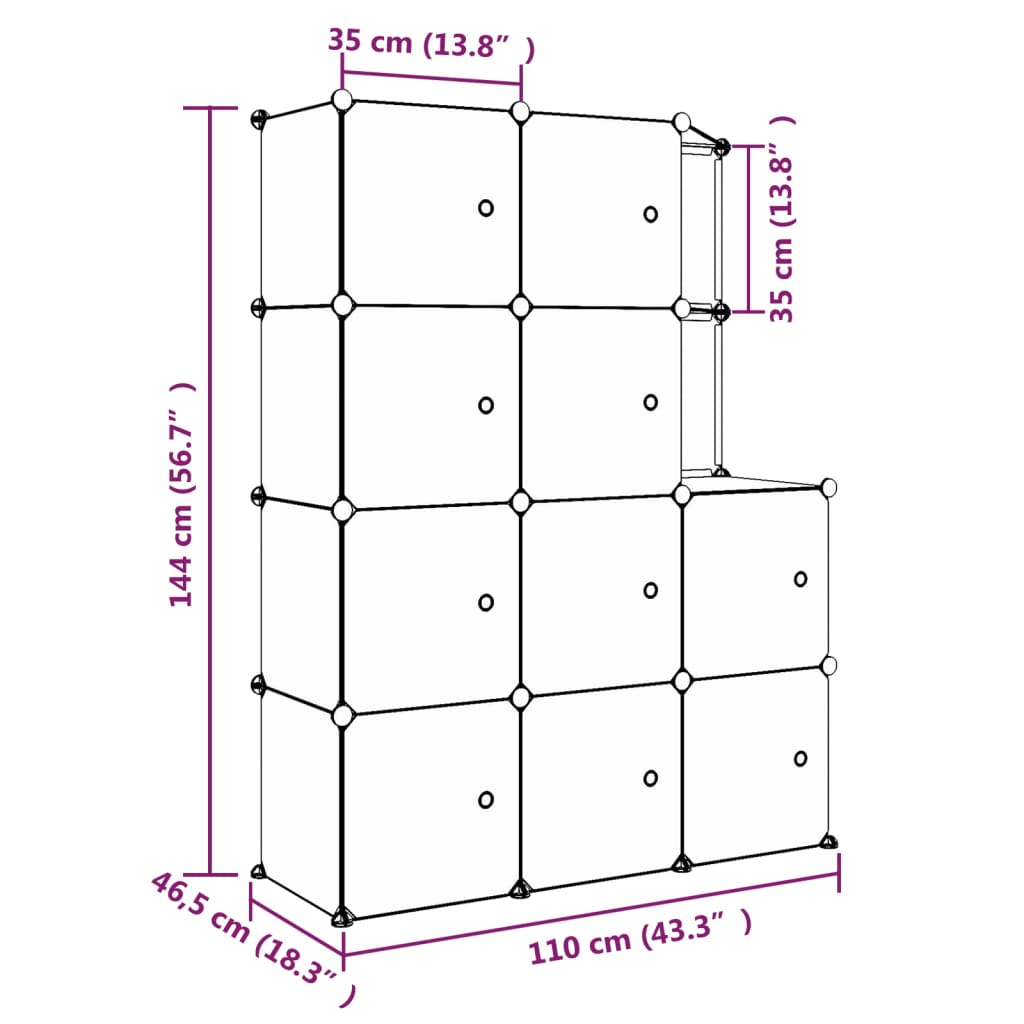Armoire de rangement pour enfants avec 10 cubes Noir PP - XIOS