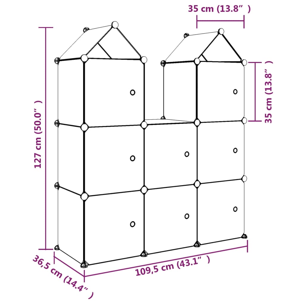 Armoire de rangement pour enfants avec 8 cubes Bleu PP - XIOS