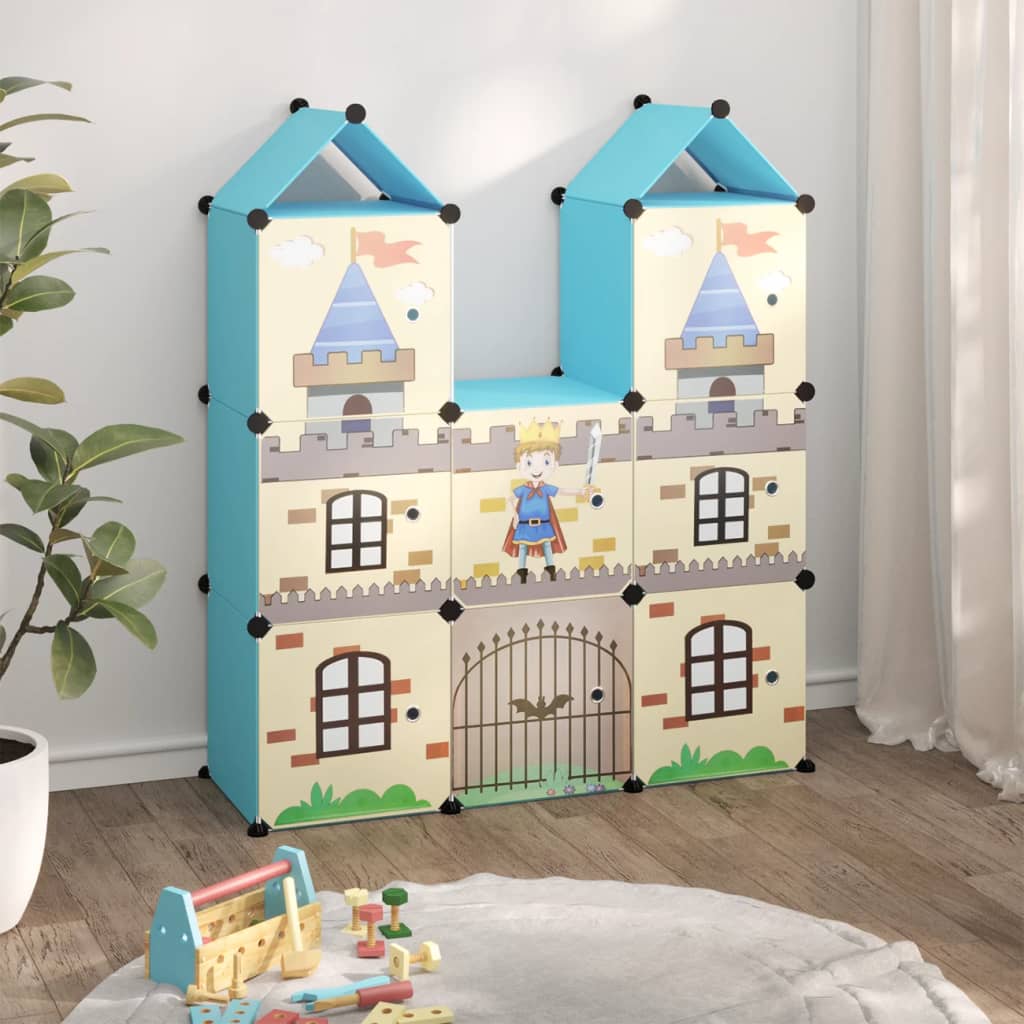 Armoire de rangement pour enfants avec 8 cubes Bleu PP - XIOS