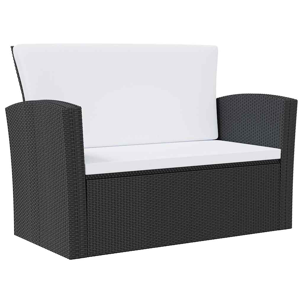 Salon de jardin 8 pcs avec coussins résine tressée noir
