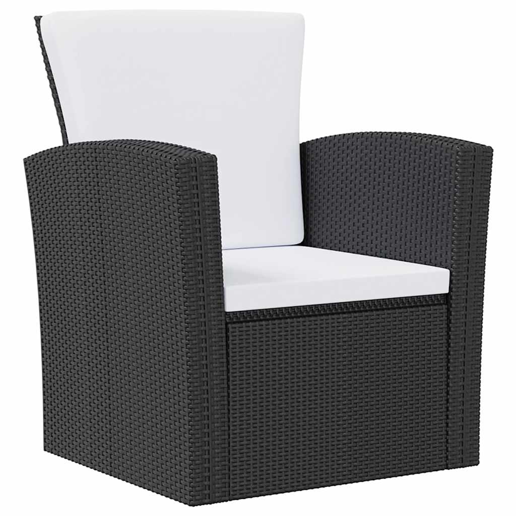 Salon de jardin 8 pcs avec coussins résine tressée noir