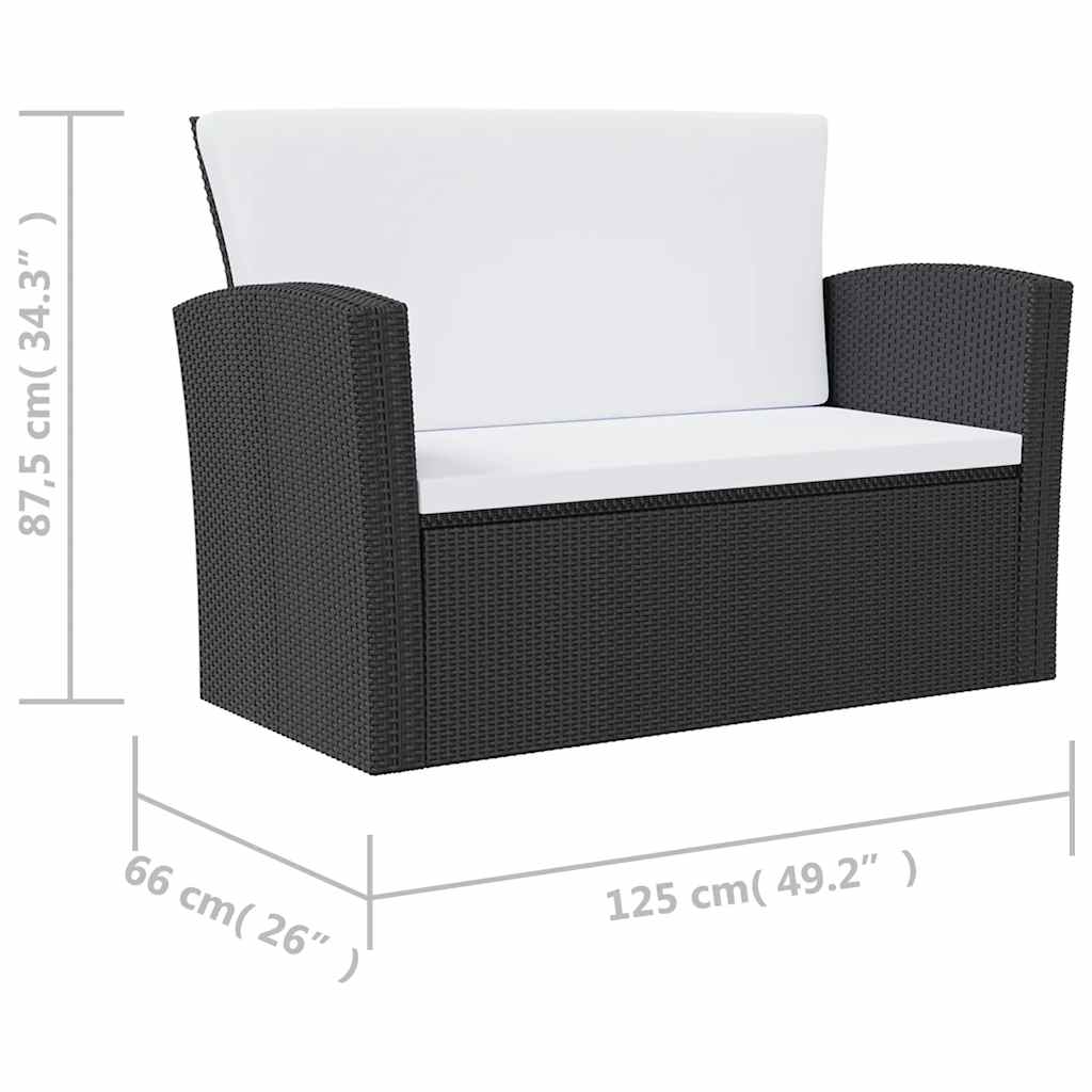 Salon de jardin 8 pcs avec coussins résine tressée noir