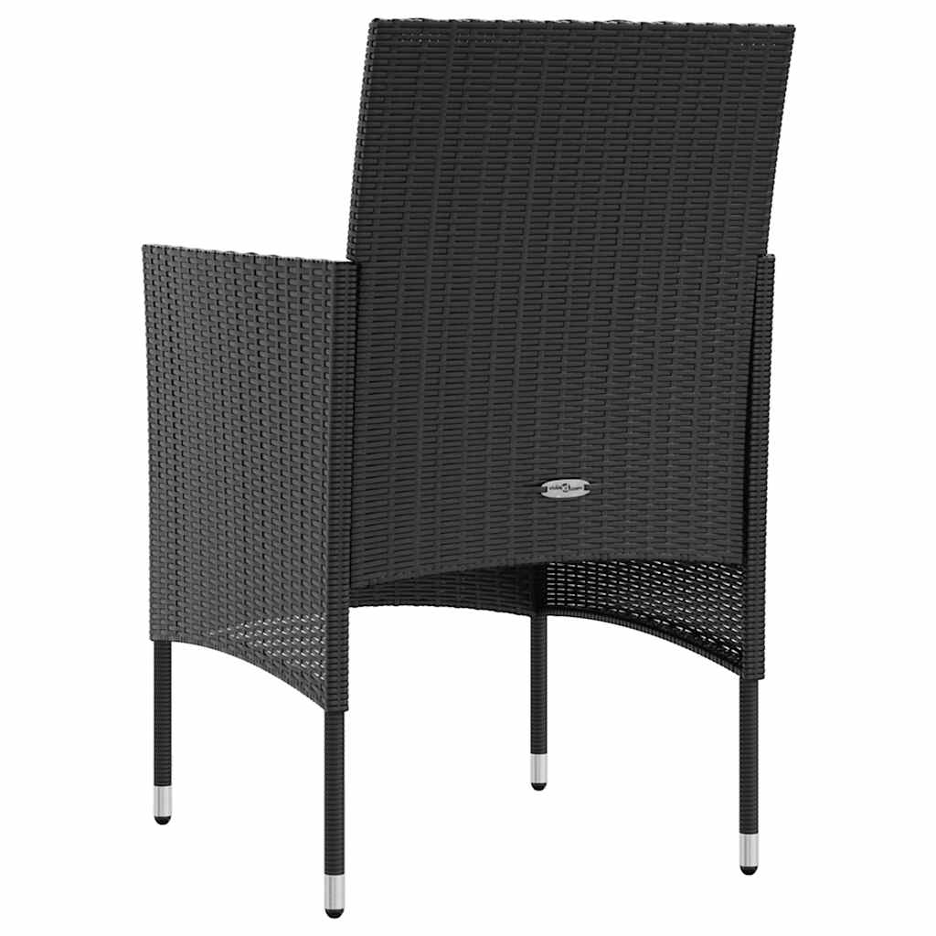 Salon de jardin 8 pcs avec coussins Résine tressée Noir
