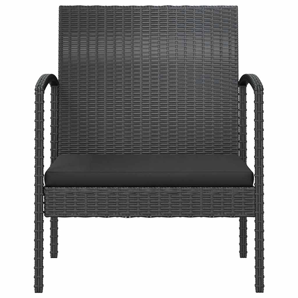 Salon de jardin 8 pcs avec coussins résine tressée noir