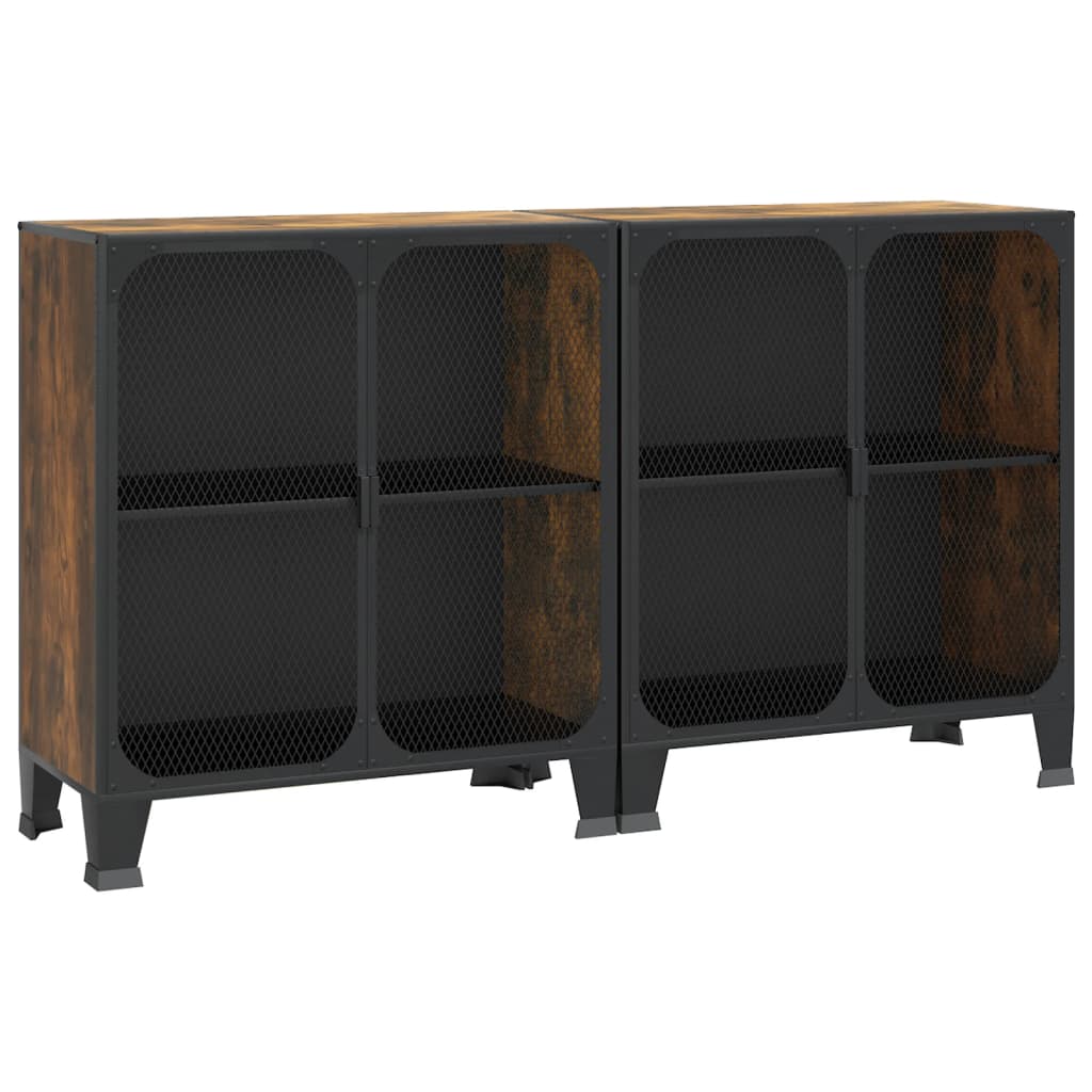 Armoires de rangement 2 pcs Marron 72x36x82 cm Métal et MDF - XIOS