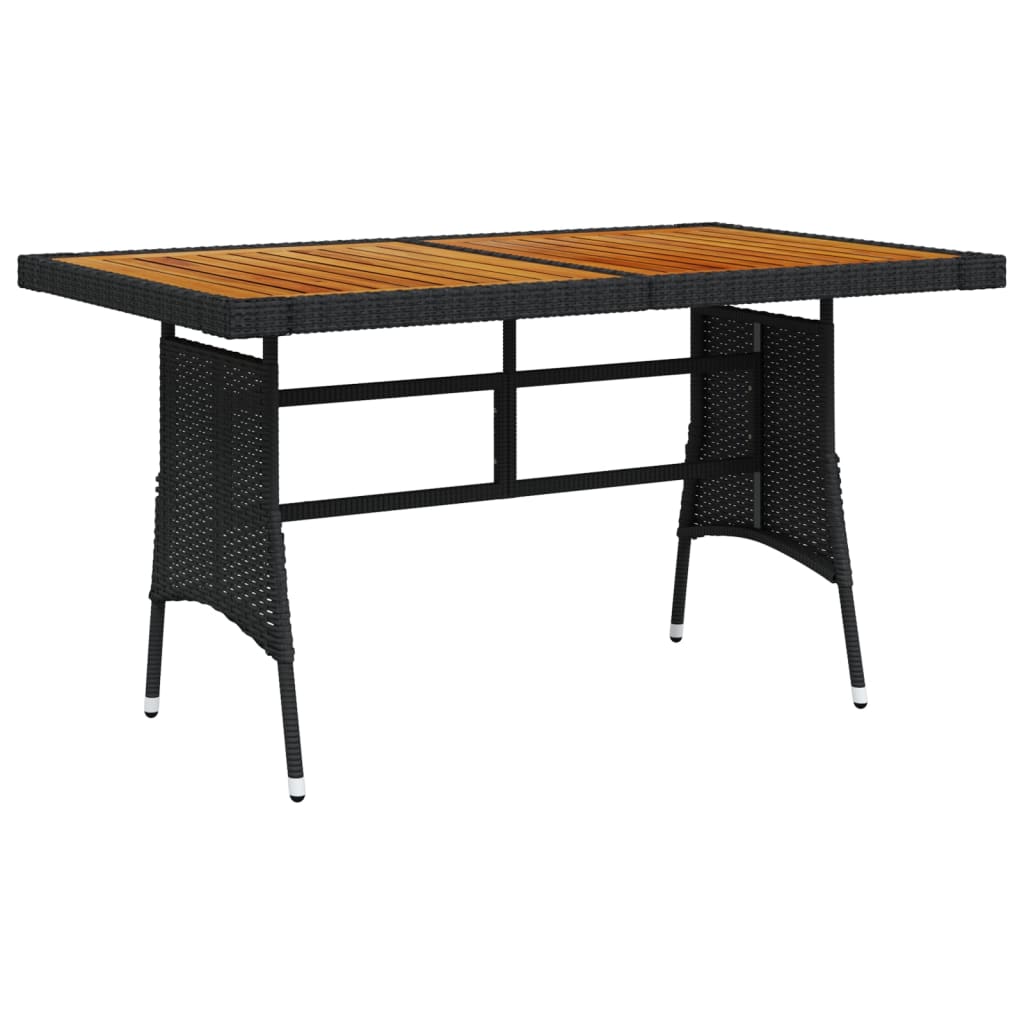 Table de jardin Noir 130x70x72 cm Résine tressée et acacia Tables de jardin vidaXL