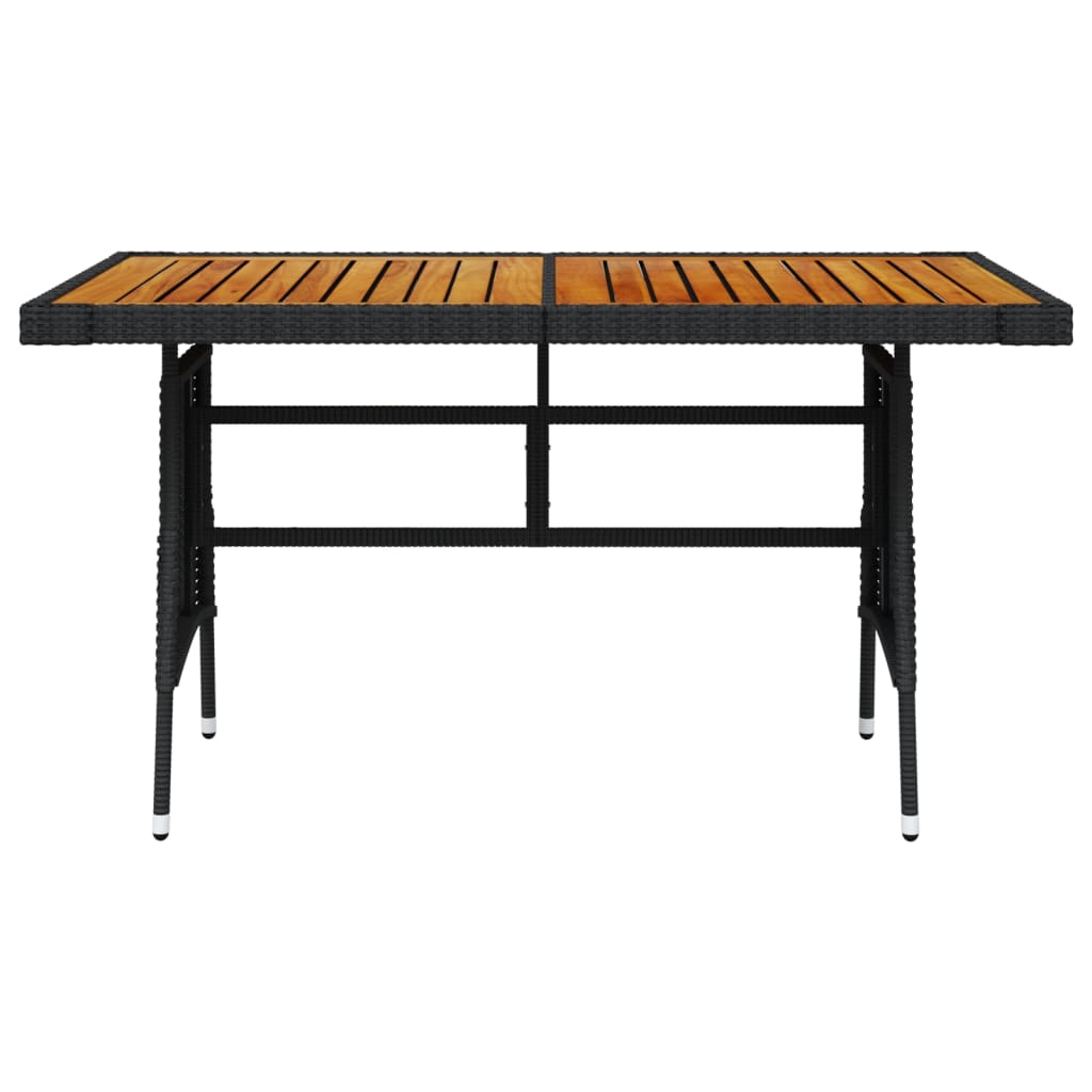 Table de jardin Noir 130x70x72 cm Résine tressée et acacia Tables de jardin vidaXL