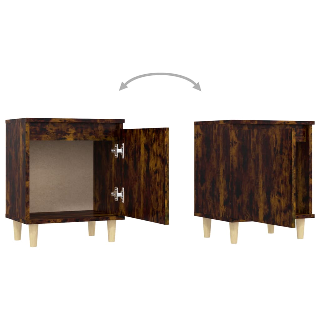 Tables de chevet et pieds en bois 2 pcs Chêne fumé 40x30x50 cm - XIOS