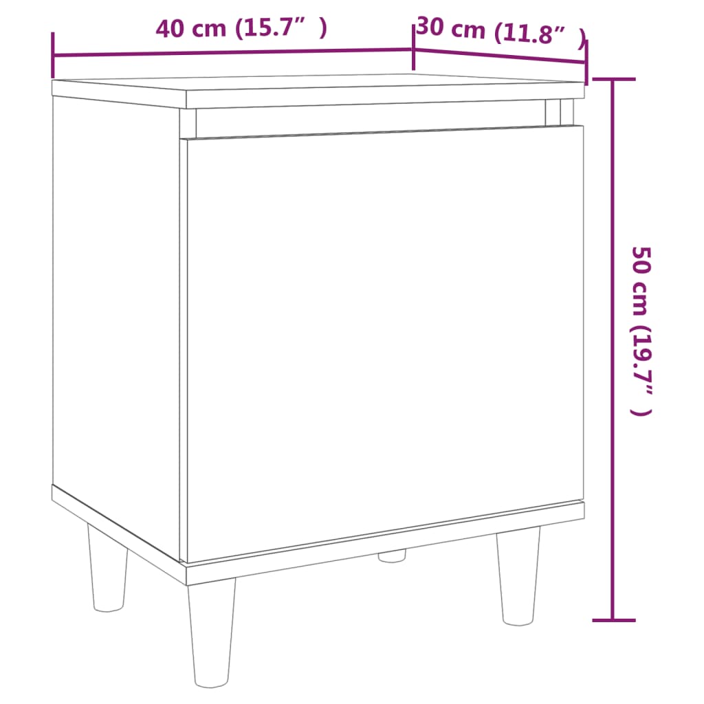 Tables de chevet et pieds en bois 2 pcs Chêne fumé 40x30x50 cm - XIOS