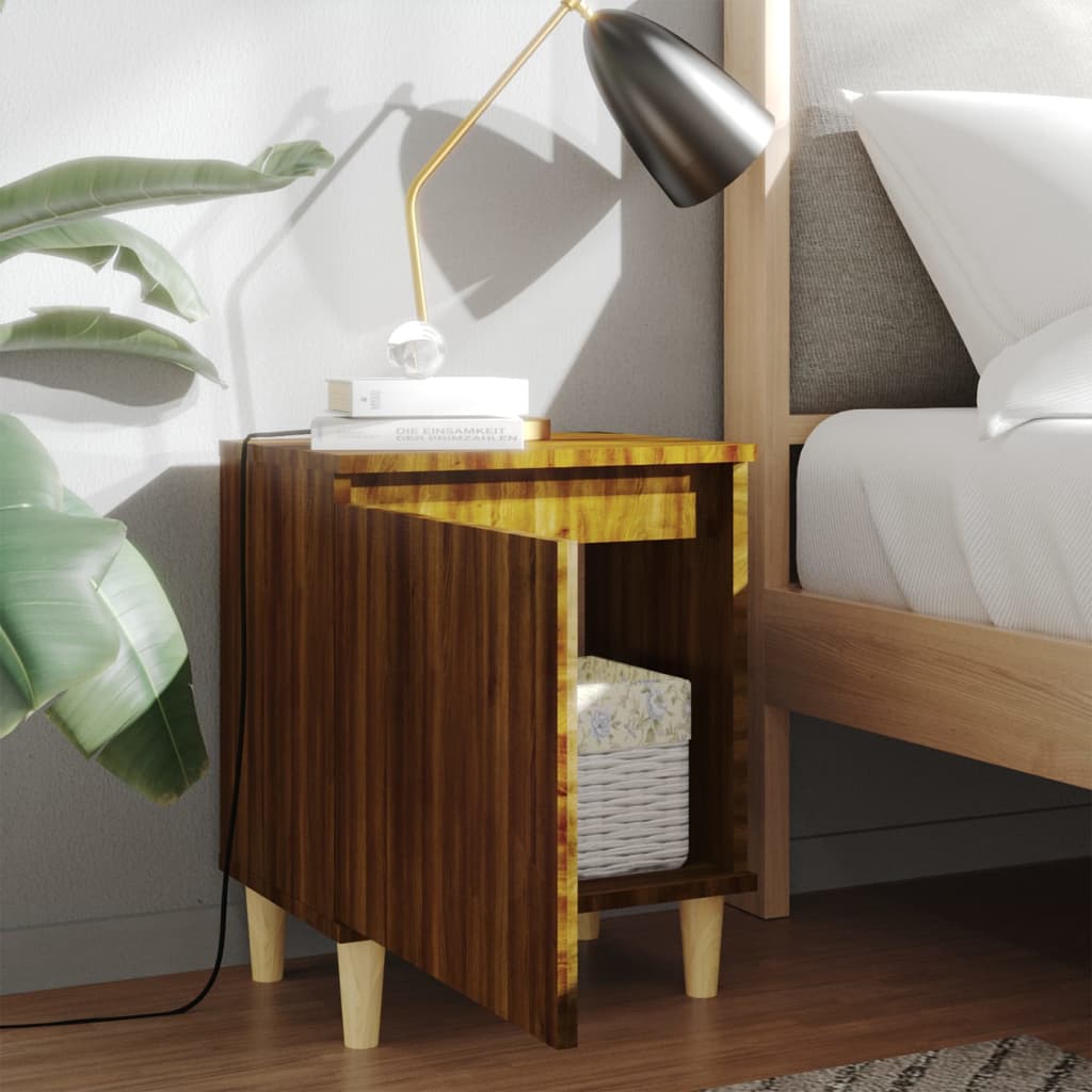 Tables de chevet pieds en bois 2 pcs Chêne marron 40x30x50 cm - XIOS