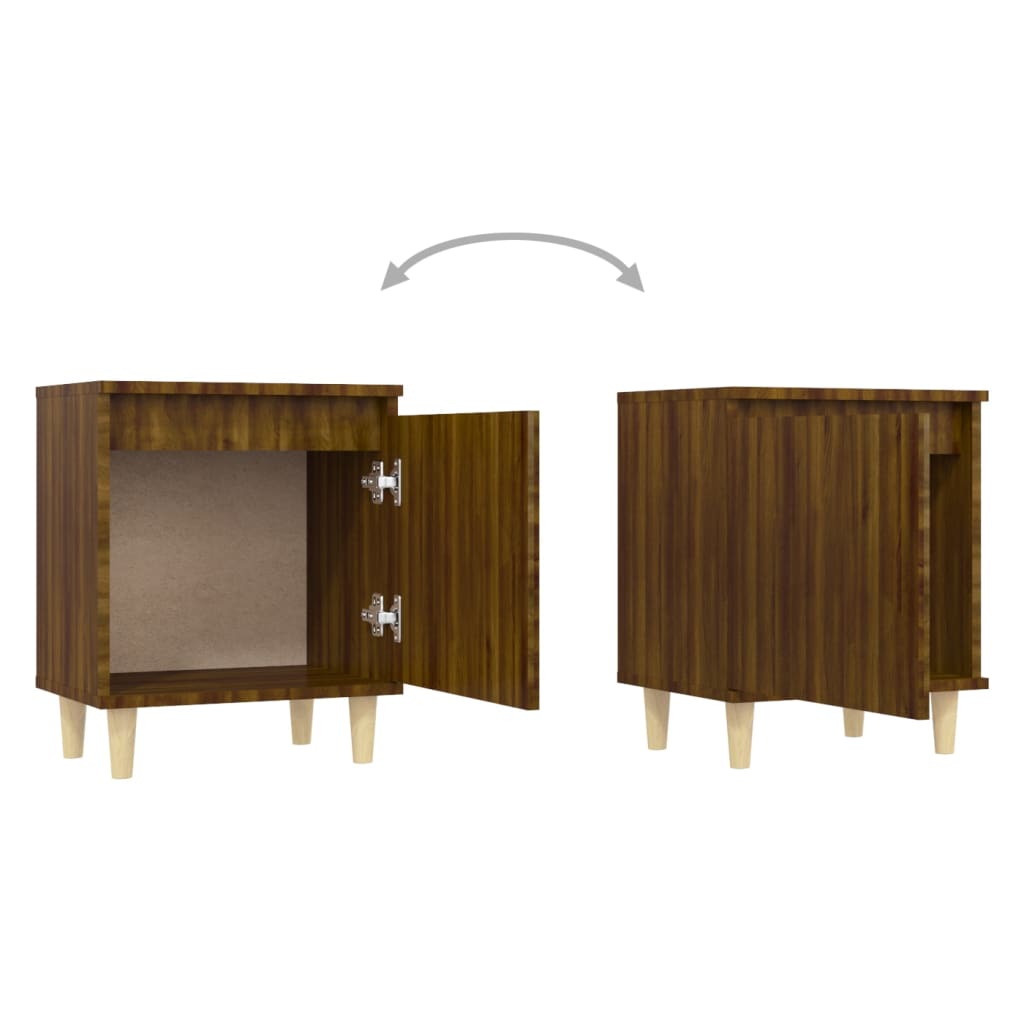 Tables de chevet pieds en bois 2 pcs Chêne marron 40x30x50 cm - XIOS