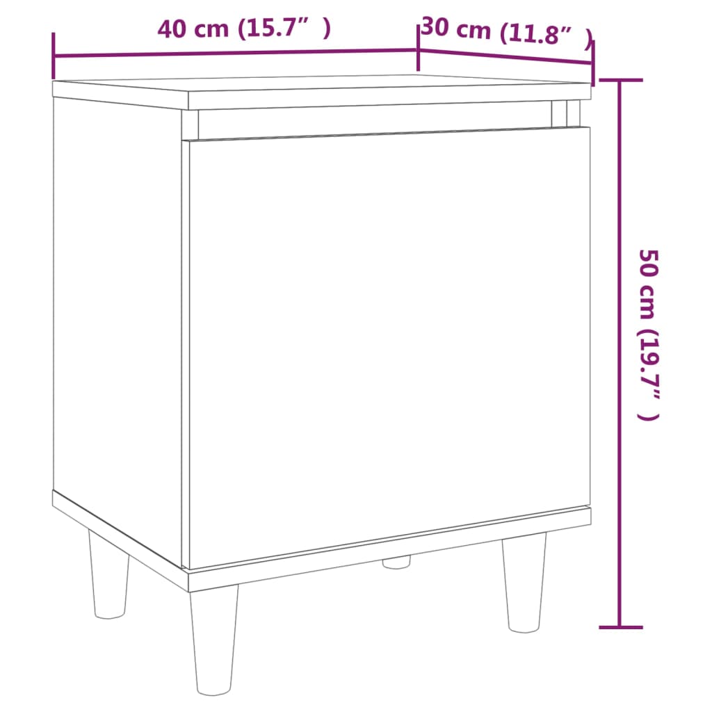 Tables de chevet pieds en bois 2 pcs Chêne marron 40x30x50 cm - XIOS