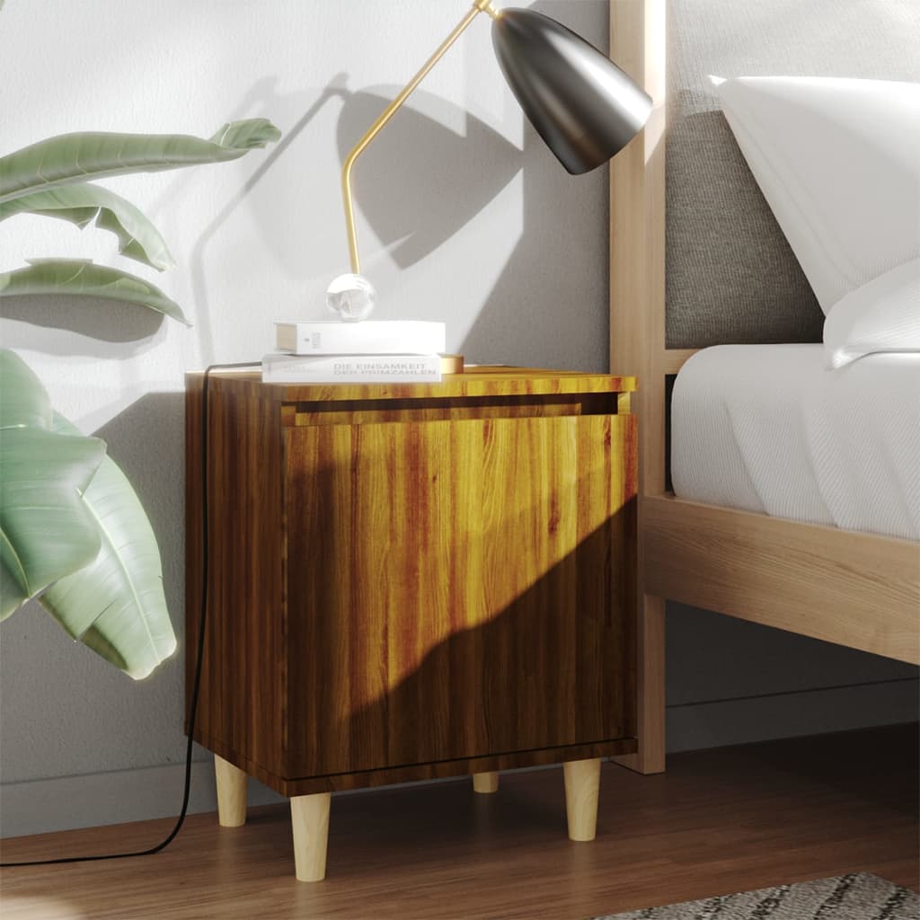 Tables de chevet pieds en bois 2 pcs Chêne marron 40x30x50 cm - XIOS