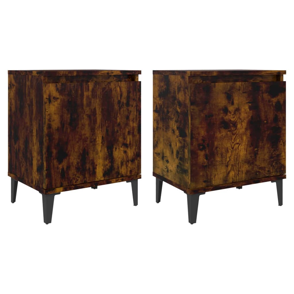 Tables de chevet avec pieds en métal chêne fumé 40x30x50 cm - XIOS