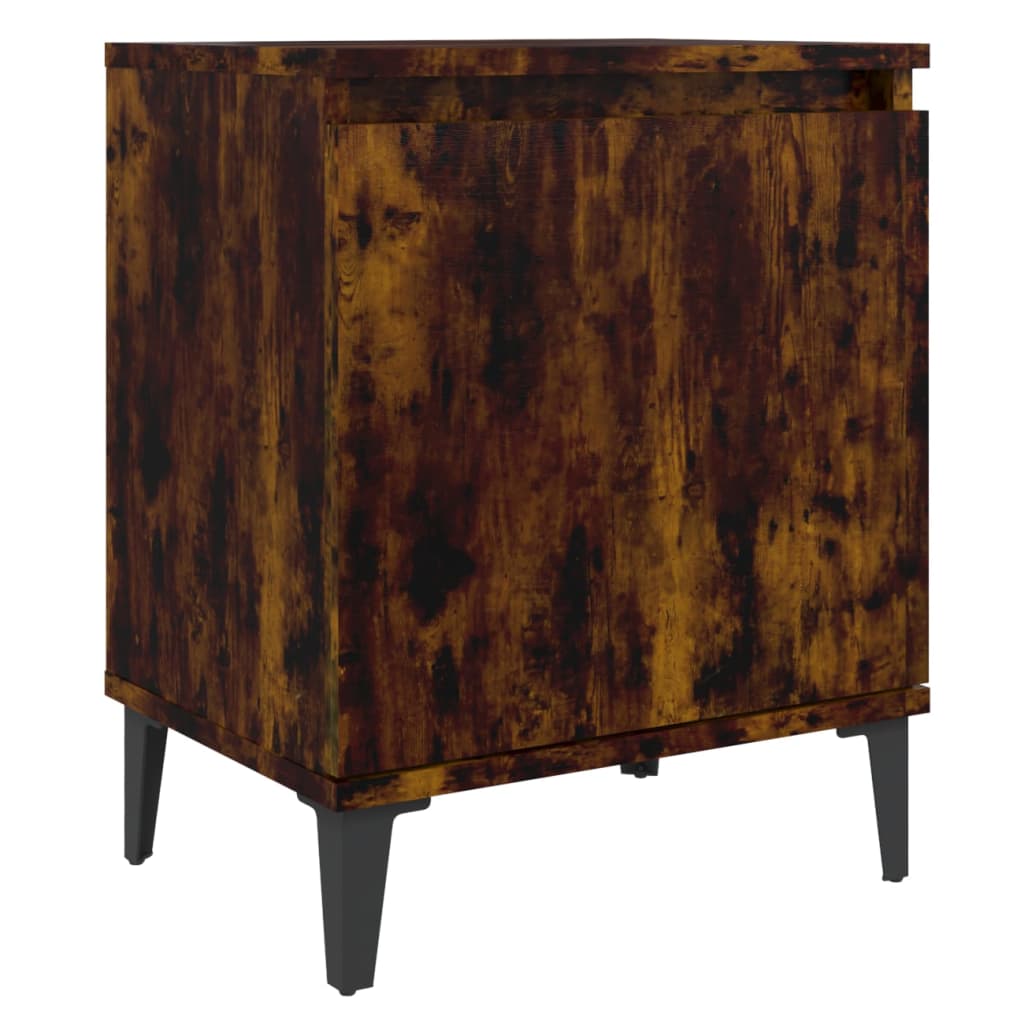 Tables de chevet avec pieds en métal chêne fumé 40x30x50 cm - XIOS