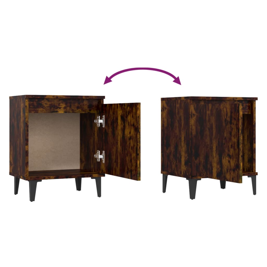 Tables de chevet avec pieds en métal chêne fumé 40x30x50 cm - XIOS