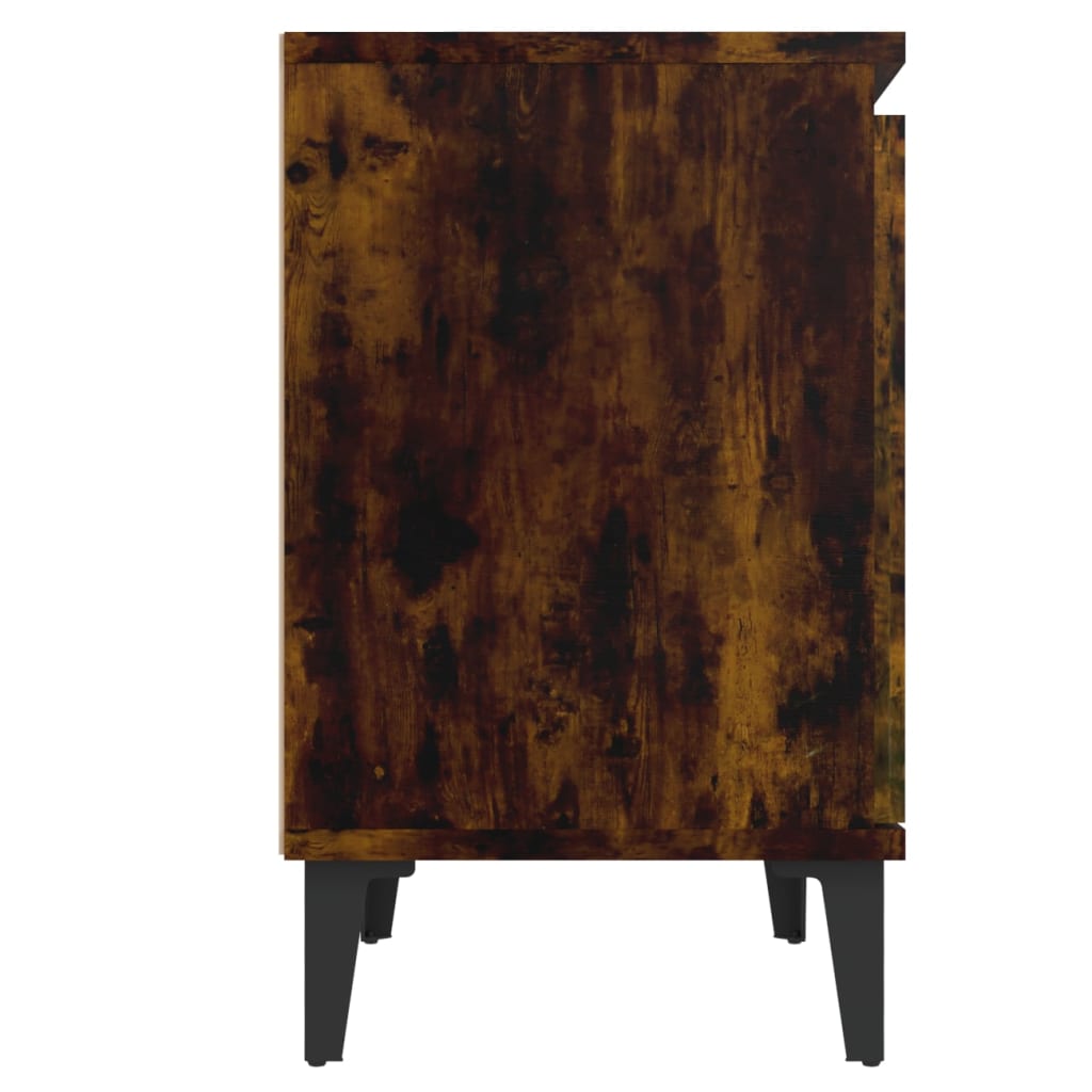 Tables de chevet avec pieds en métal chêne fumé 40x30x50 cm - XIOS