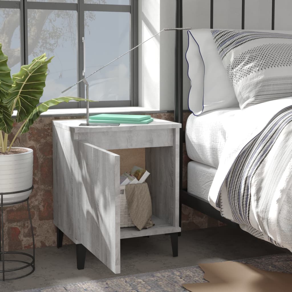 Tables de chevet avec pieds en métal sonoma gris 40x30x50 cm - XIOS