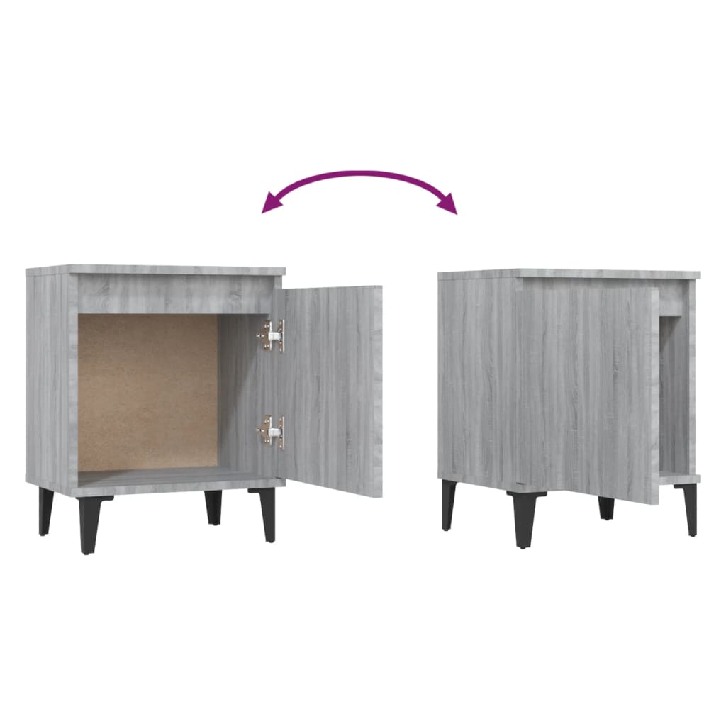 Tables de chevet avec pieds en métal sonoma gris 40x30x50 cm - XIOS