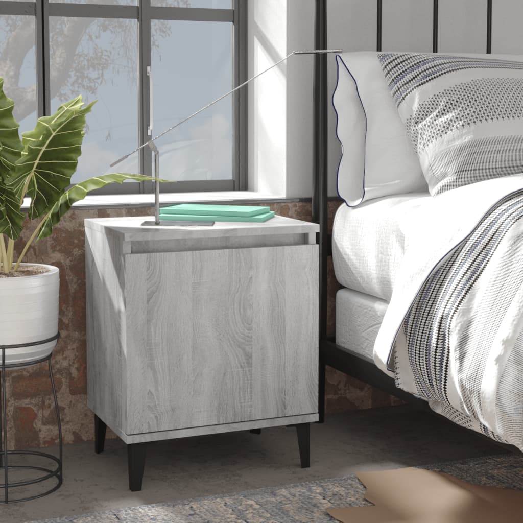 Tables de chevet avec pieds en métal sonoma gris 40x30x50 cm - XIOS