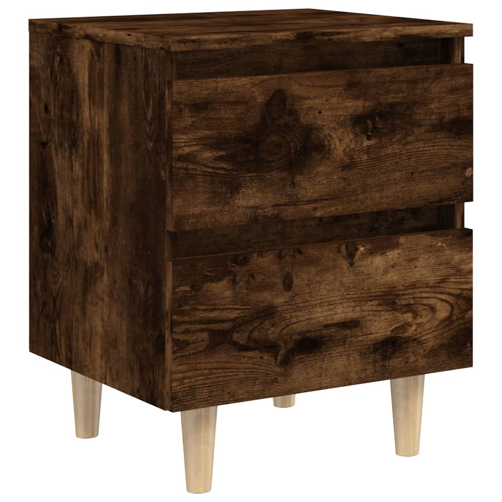 Table de chevet avec pieds en bois Chêne fumé 40x35x50 cm - XIOS