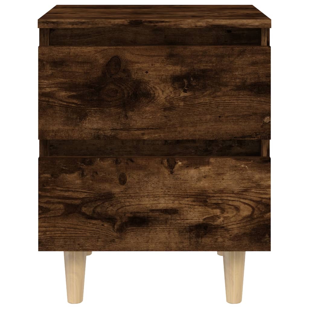 Table de chevet avec pieds en bois Chêne fumé 40x35x50 cm - XIOS