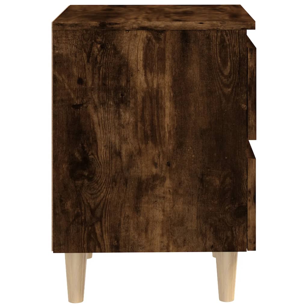 Table de chevet avec pieds en bois Chêne fumé 40x35x50 cm - XIOS