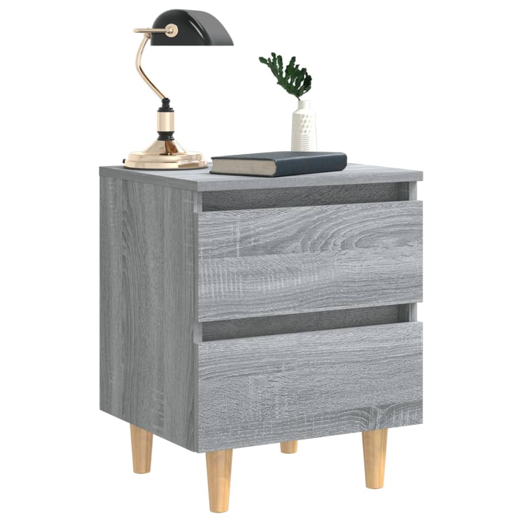 Table de chevet avec pieds en bois Sonoma gris 40x35x50 cm - XIOS