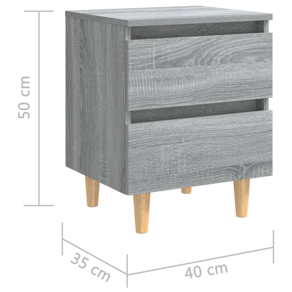 Table de chevet avec pieds en bois Sonoma gris 40x35x50 cm - XIOS