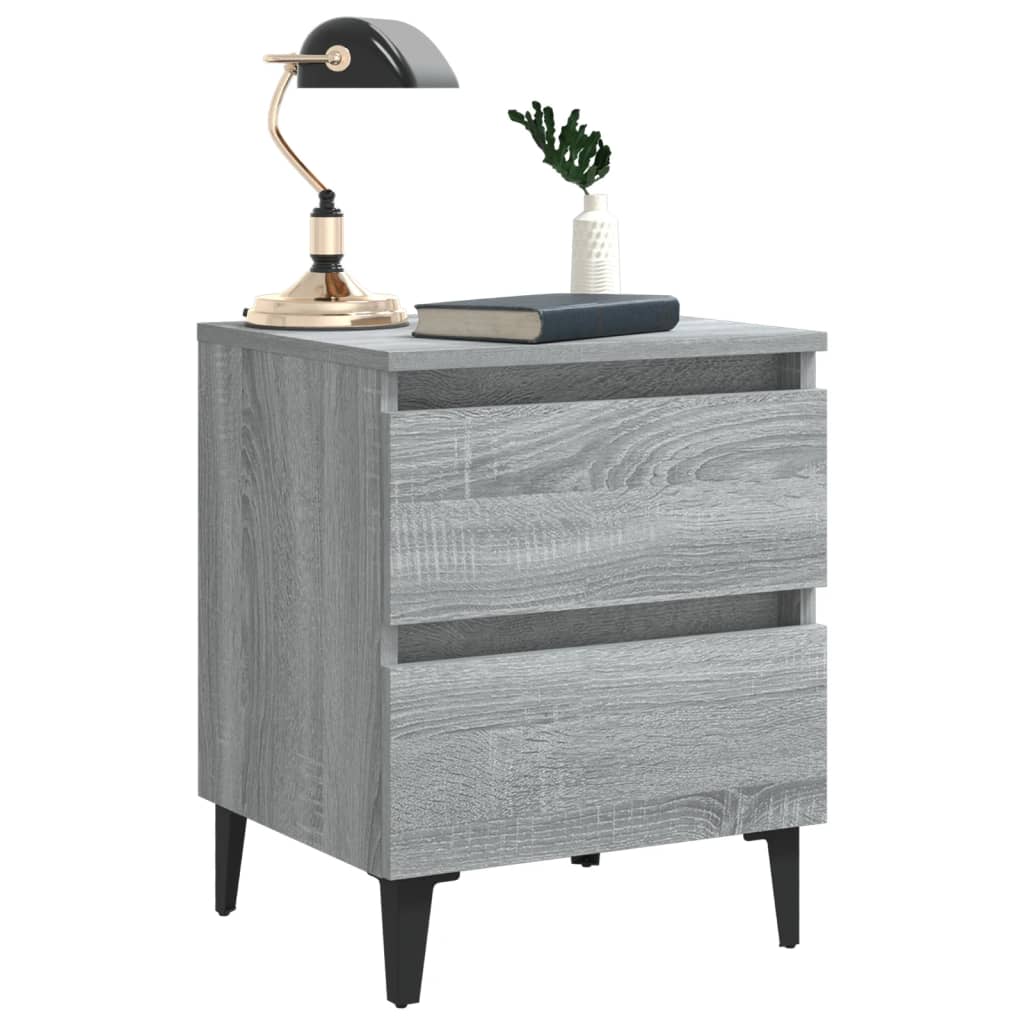 Tables de chevet pieds en métal 2 pcs Sonoma gris 40x35x50 cm - XIOS