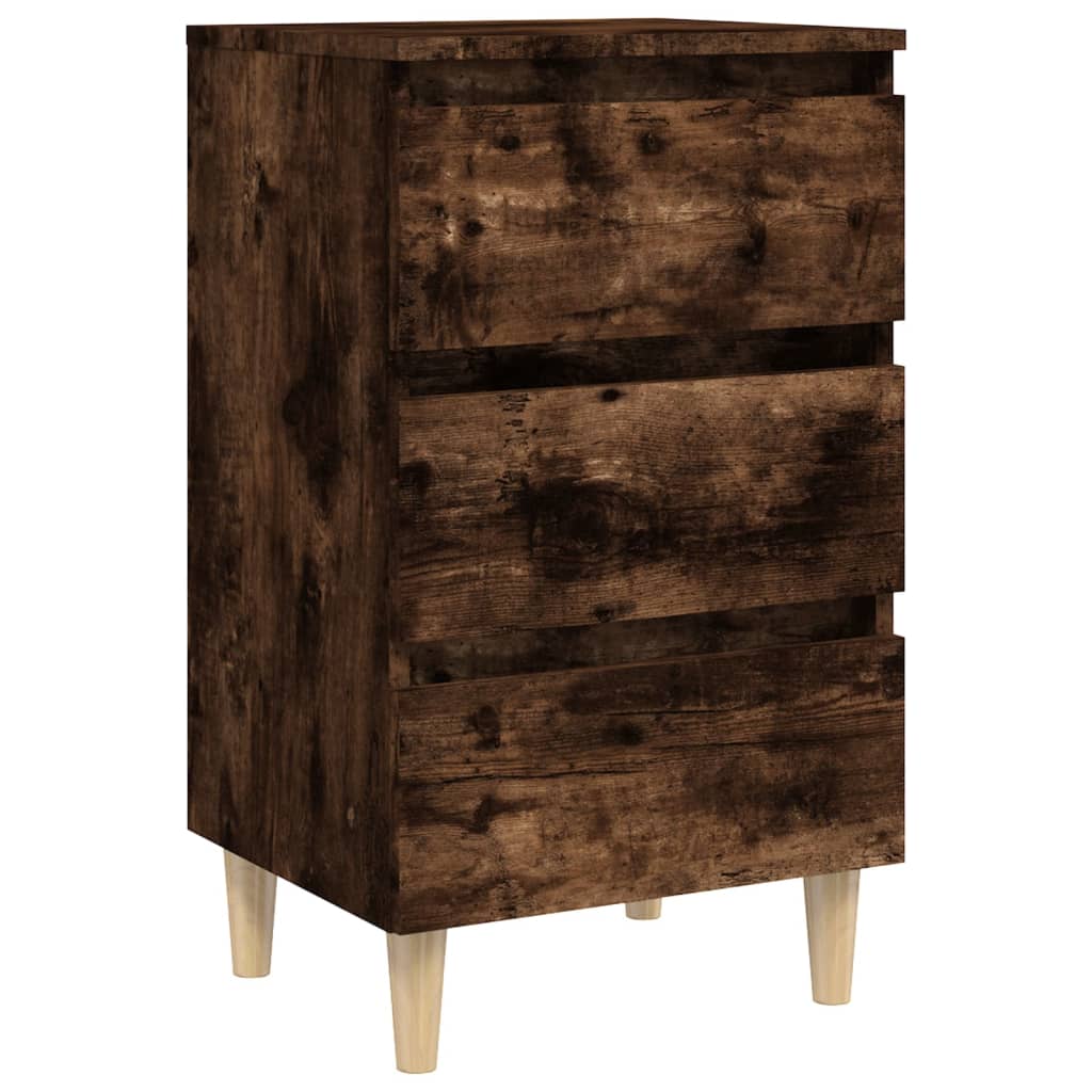 Table de chevet avec pieds en bois solide Chêne fumé 40x35x69cm - XIOS