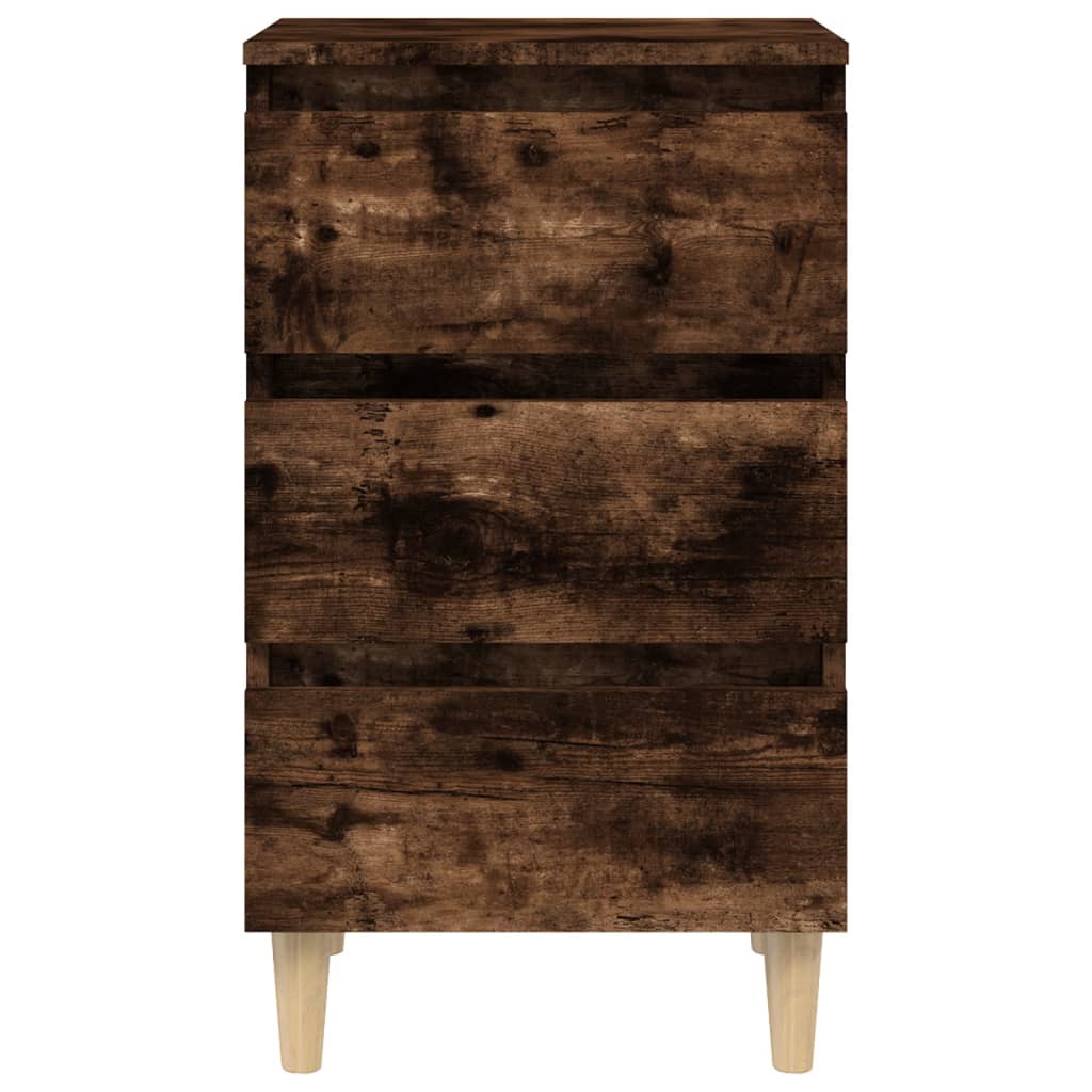 Table de chevet avec pieds en bois solide Chêne fumé 40x35x69cm - XIOS