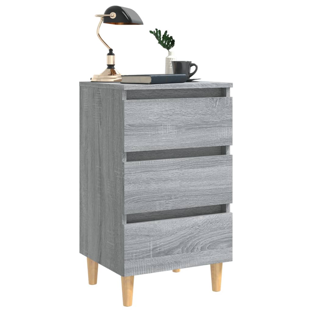 Table de chevet avec pieds en bois Sonoma gris 40x35x69 cm - XIOS