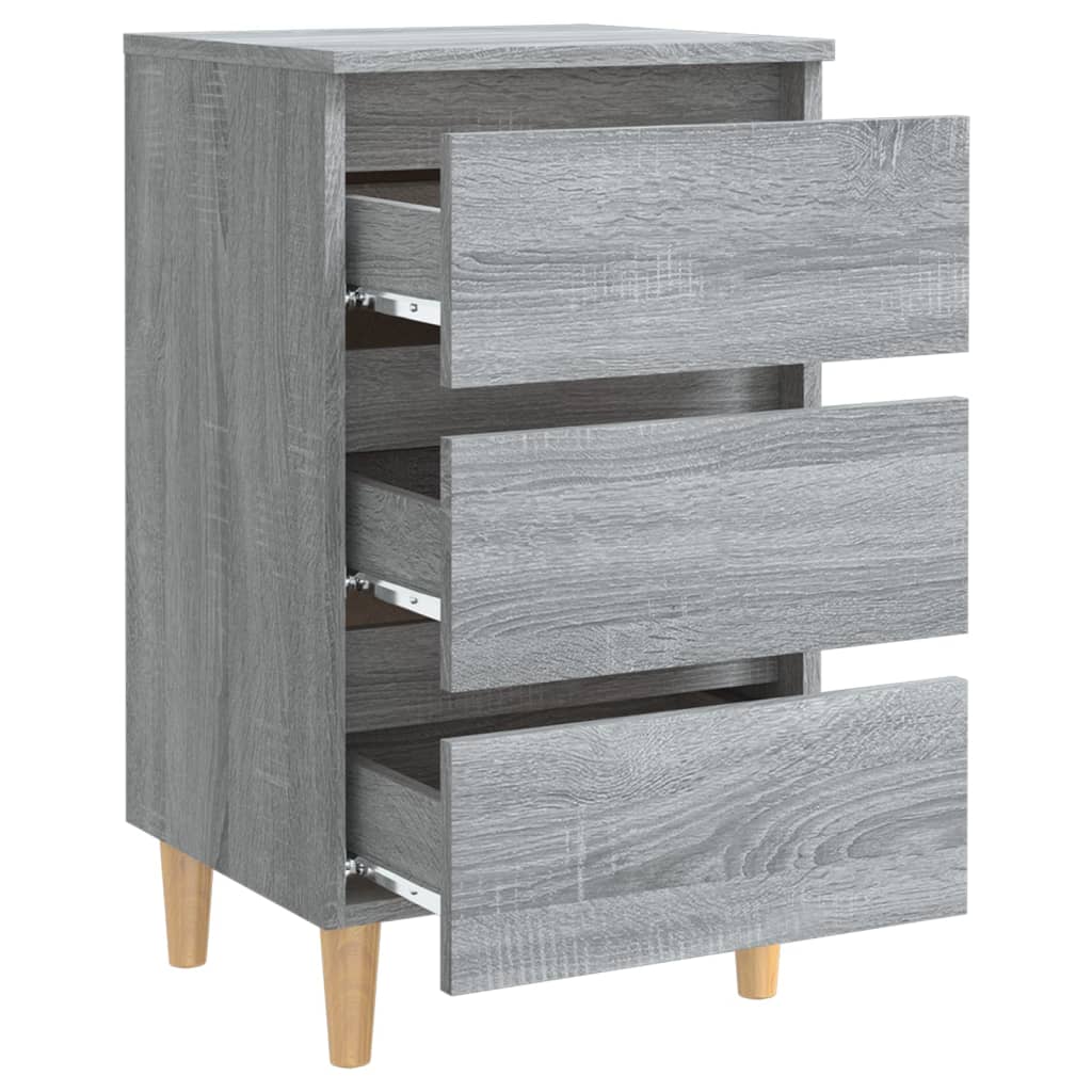 Table de chevet avec pieds en bois Sonoma gris 40x35x69 cm - XIOS