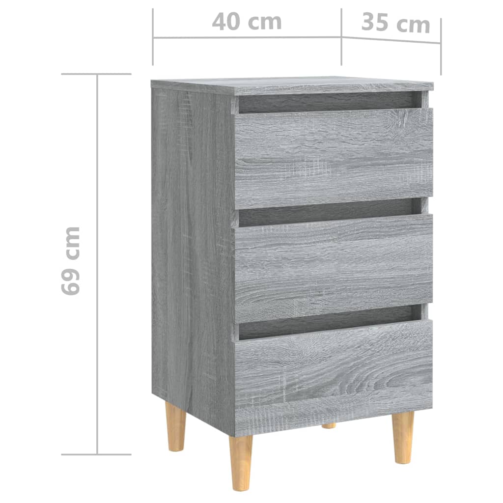 Table de chevet avec pieds en bois Sonoma gris 40x35x69 cm - XIOS