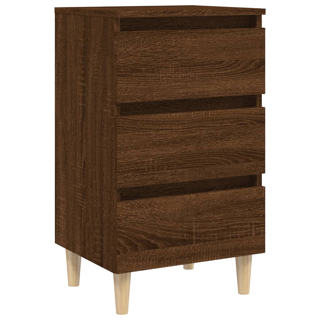 Table de chevet avec pieds en bois Chêne marron 40x35x69 cm - XIOS