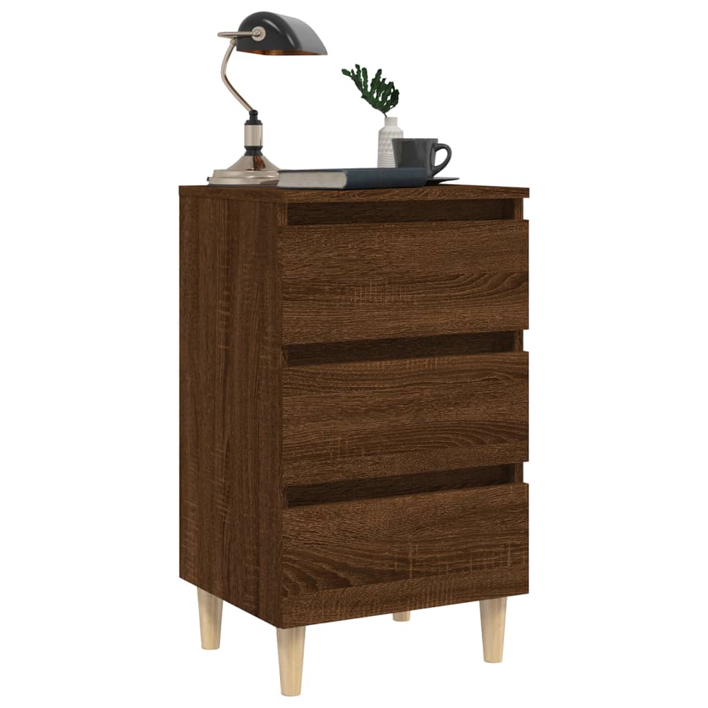 Table de chevet avec pieds en bois Chêne marron 40x35x69 cm - XIOS