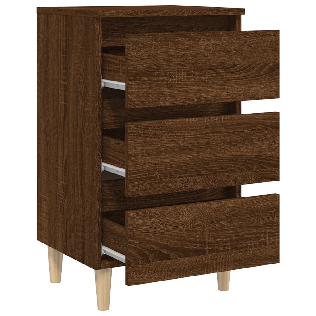 Table de chevet avec pieds en bois Chêne marron 40x35x69 cm - XIOS