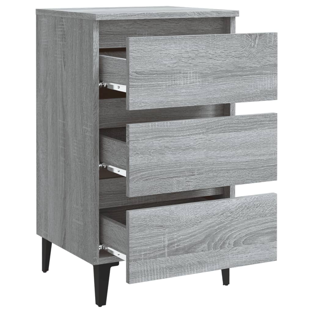Table de chevet avec pieds en métal Sonoma gris 40x35x69 cm - XIOS