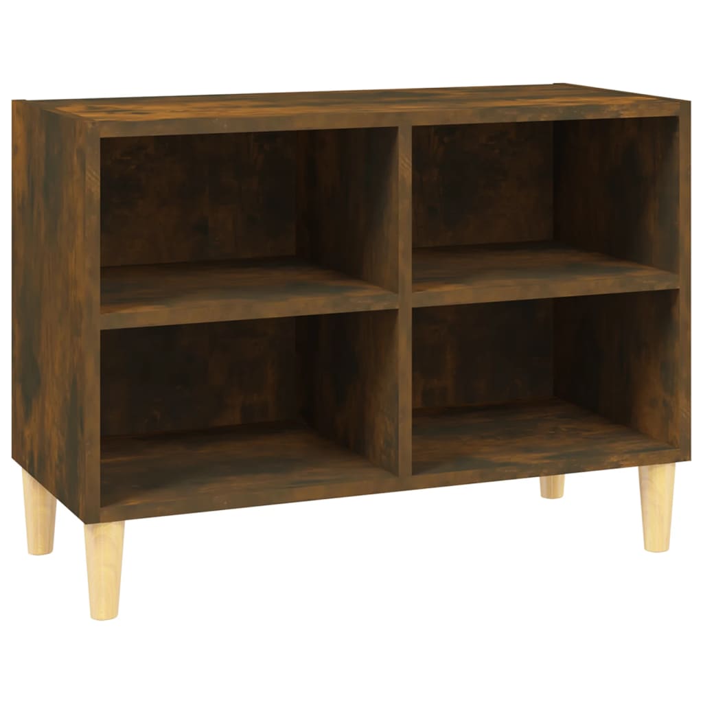 Meuble TV avec pieds en bois massif Chêne fumé 69,5x30x50 cm - XIOS