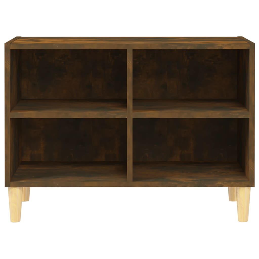 Meuble TV avec pieds en bois massif Chêne fumé 69,5x30x50 cm - XIOS
