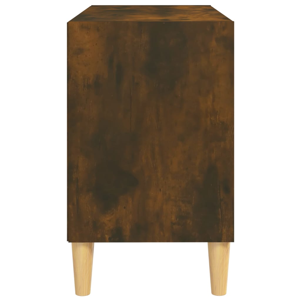 Meuble TV avec pieds en bois massif Chêne fumé 69,5x30x50 cm - XIOS
