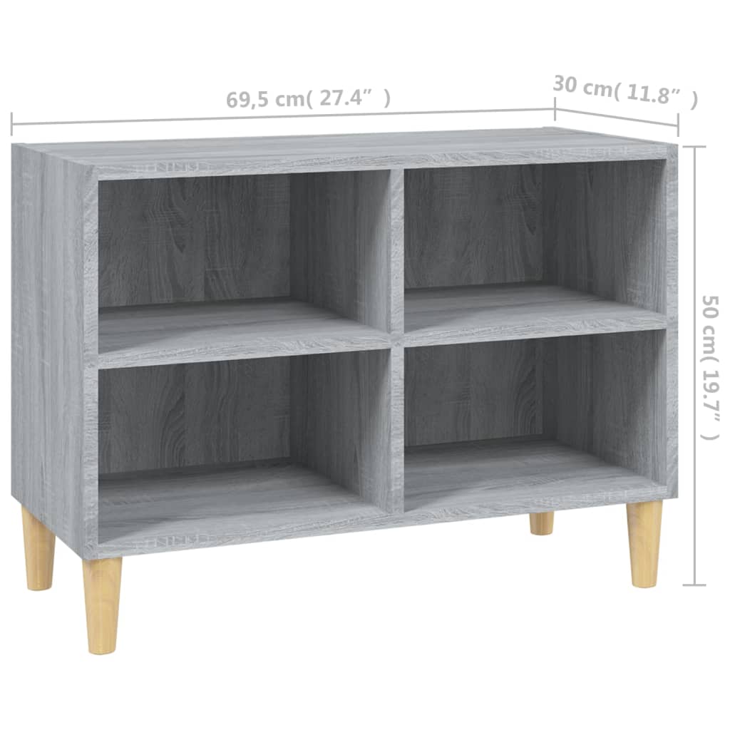 Meuble TV avec pieds en bois massif Sonoma gris 69,5x30x50 cm - XIOS