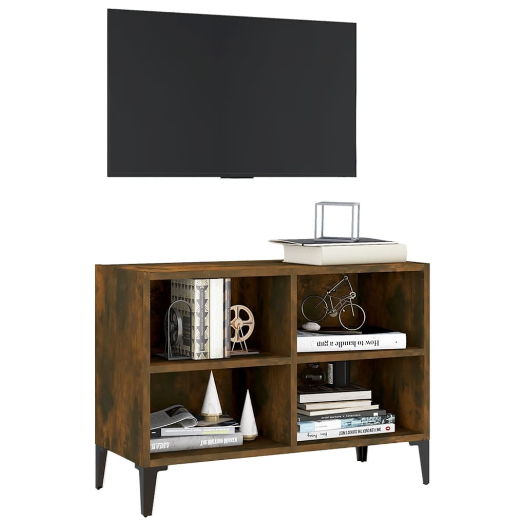 Meuble TV avec pieds en métal Chêne fumé 69,5x30x50 cm - XIOS