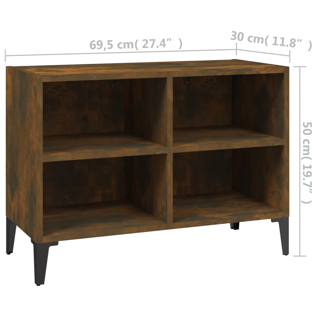 Meuble TV avec pieds en métal Chêne fumé 69,5x30x50 cm - XIOS
