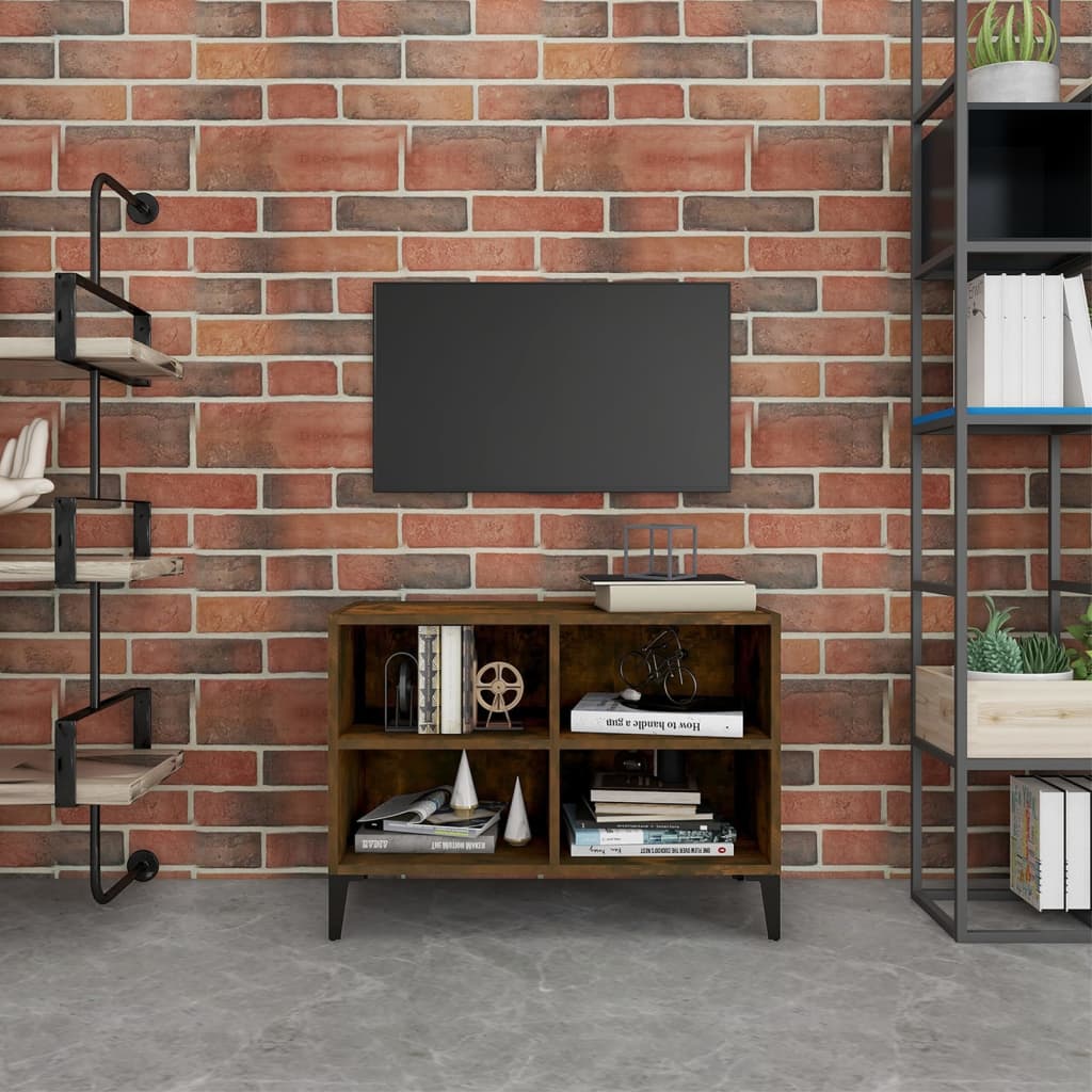 Meuble TV avec pieds en métal Chêne fumé 69,5x30x50 cm - XIOS