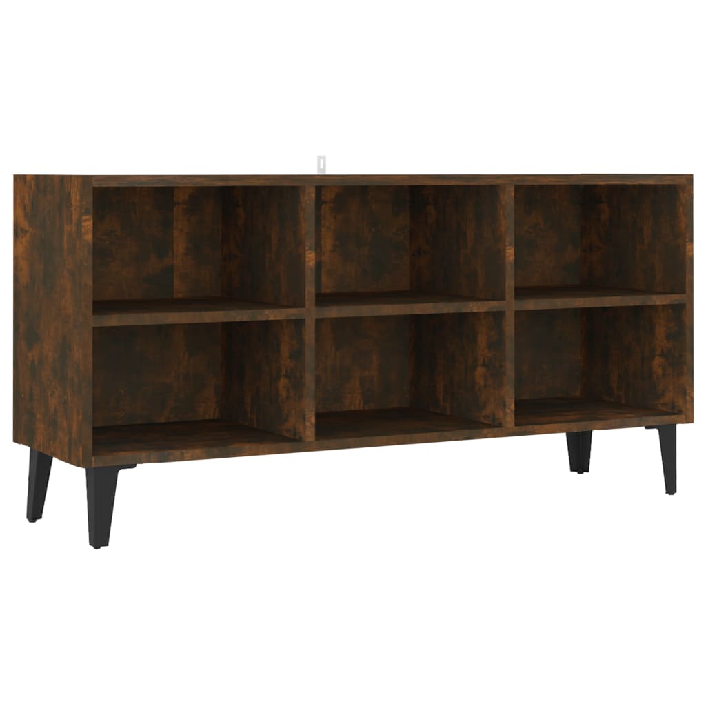 Meuble TV avec pieds en métal Chêne fumé 103,5x30x50 cm - XIOS